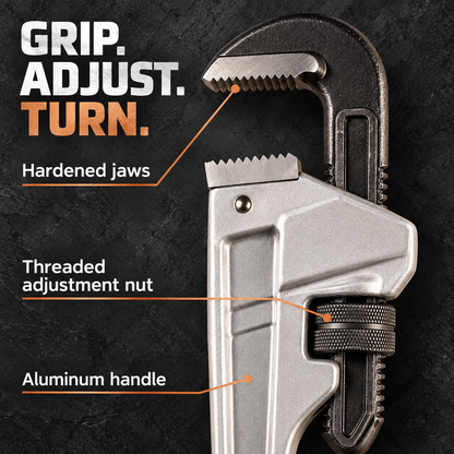 18-Inch Aluminum Pipe Wrench with 2.5-Inch Jaw Capacity