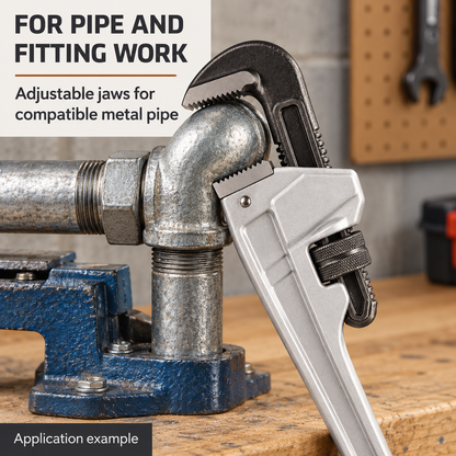 18-Inch Aluminum Pipe Wrench with 2.5-Inch Jaw Capacity